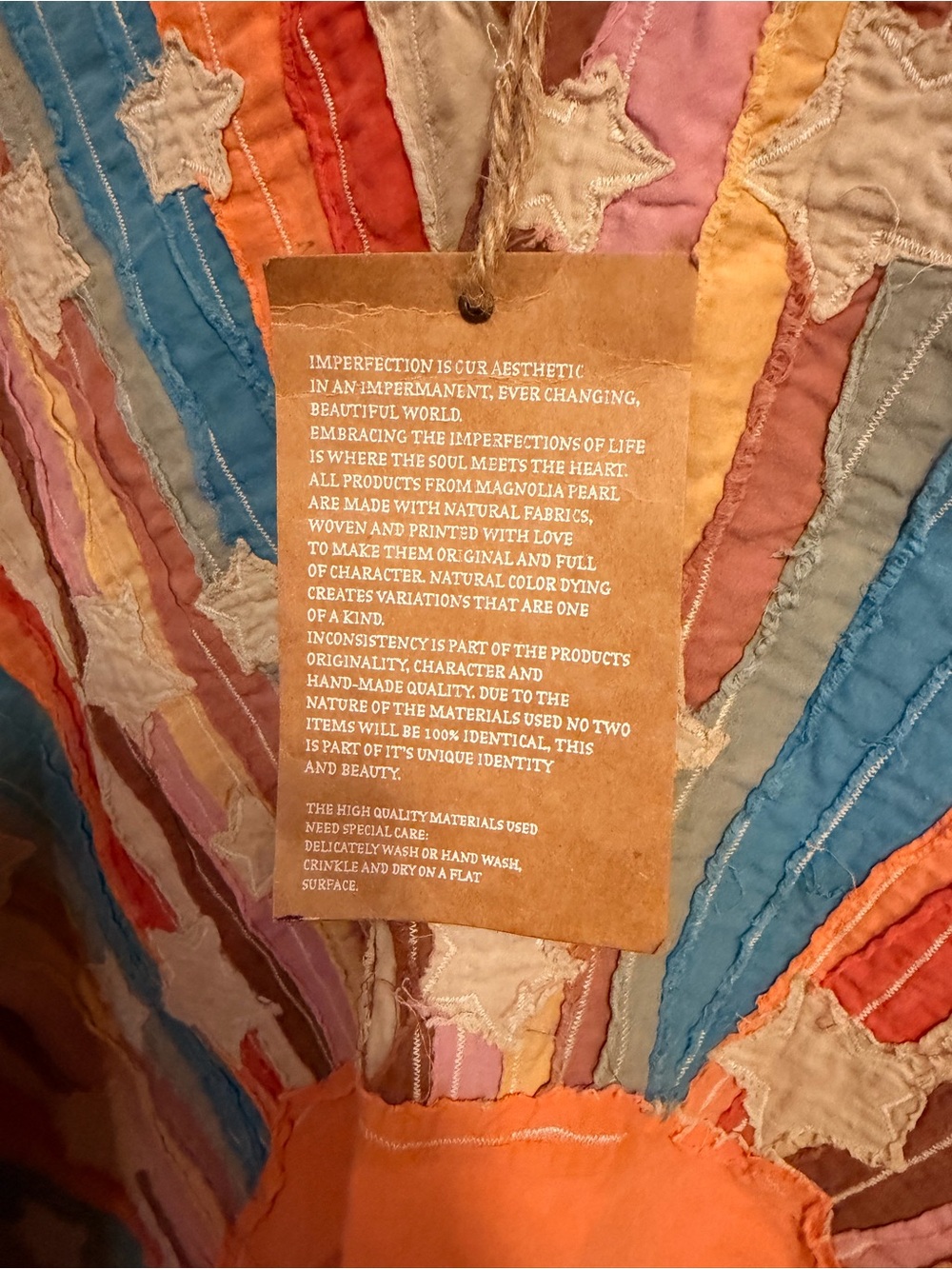 NWT Magnolia Pearl Francis Appliqué Top Patchwork Sunburst Tunic Orange Blue - Picture 5 of 13